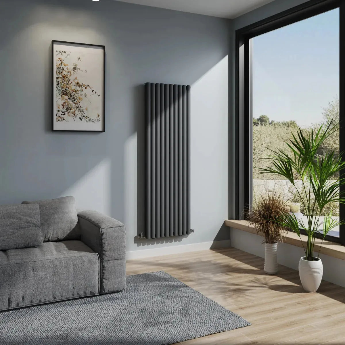 Cuneo - Modern vertical oval tube radiator anthracite