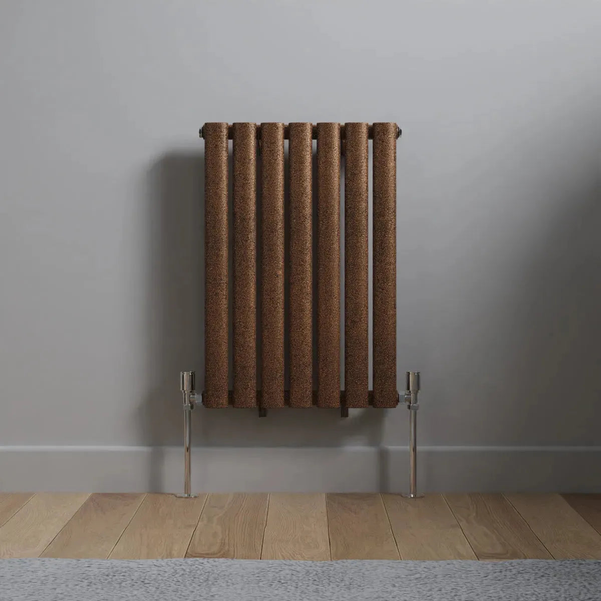 Cuneo - Modern horizontal oval tube radiator blackened copper