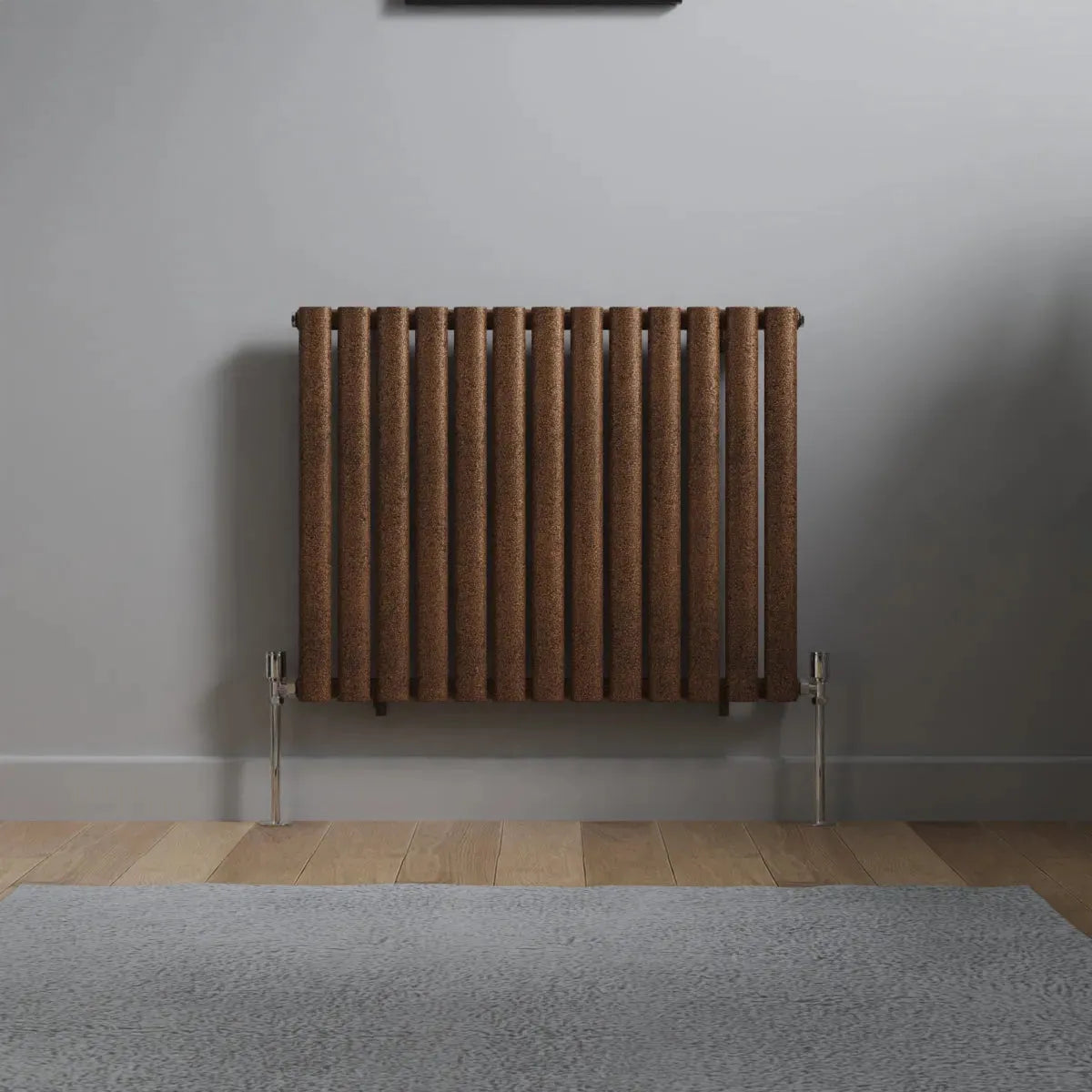 Cuneo - Modern horizontal oval tube radiator blackened copper