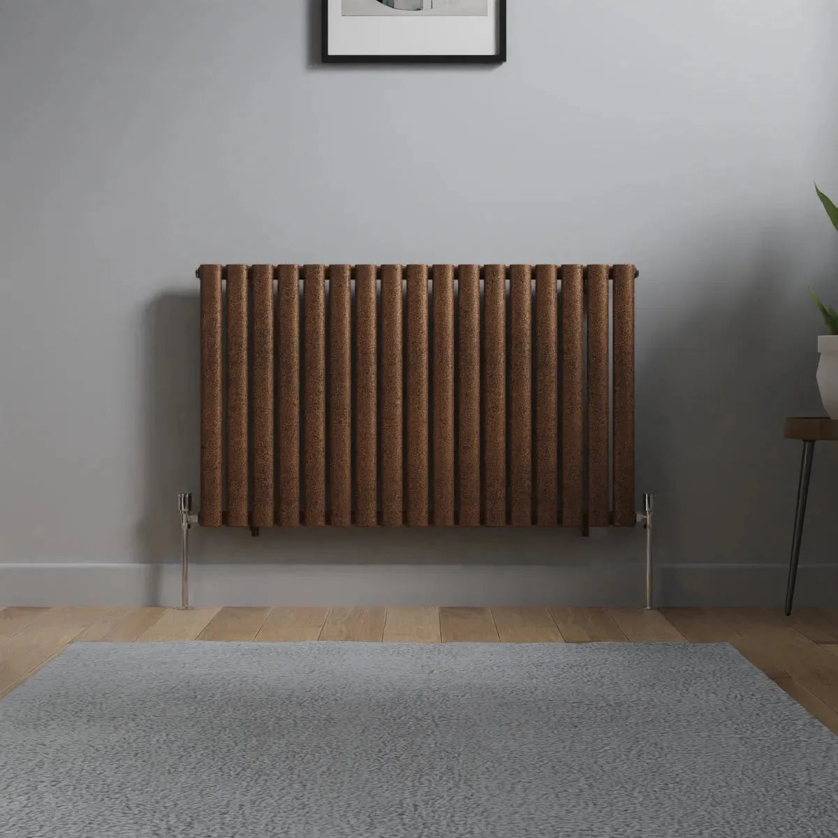 Cuneo - Modern horizontal oval tube radiator blackened copper