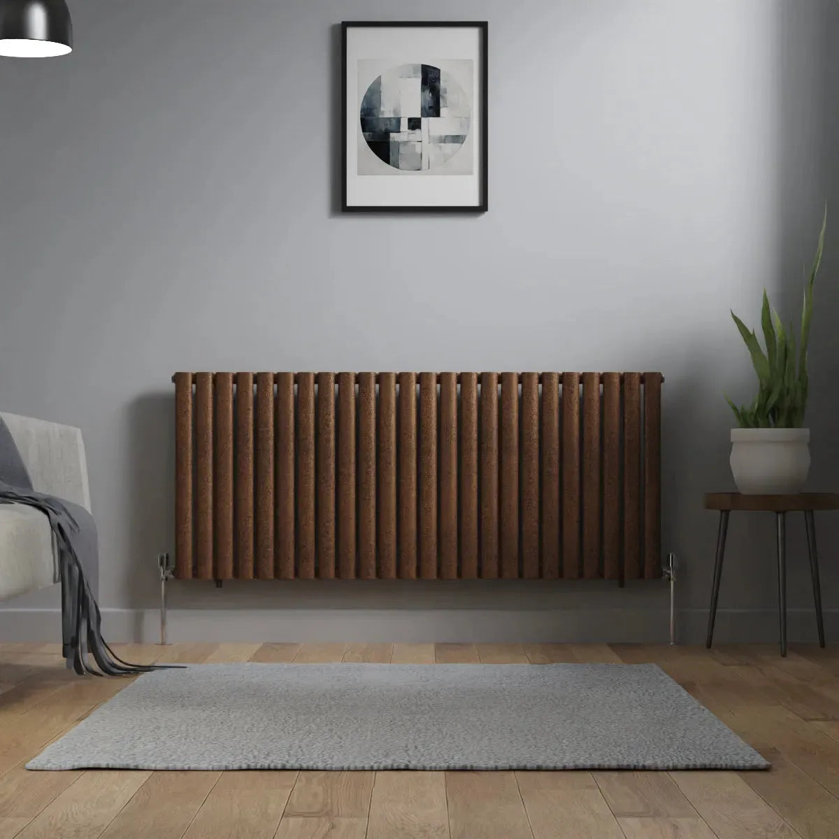 Cuneo - Modern horizontal oval tube radiator blackened copper