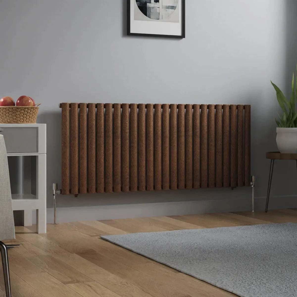 Cuneo - Modern horizontal oval tube radiator blackened copper