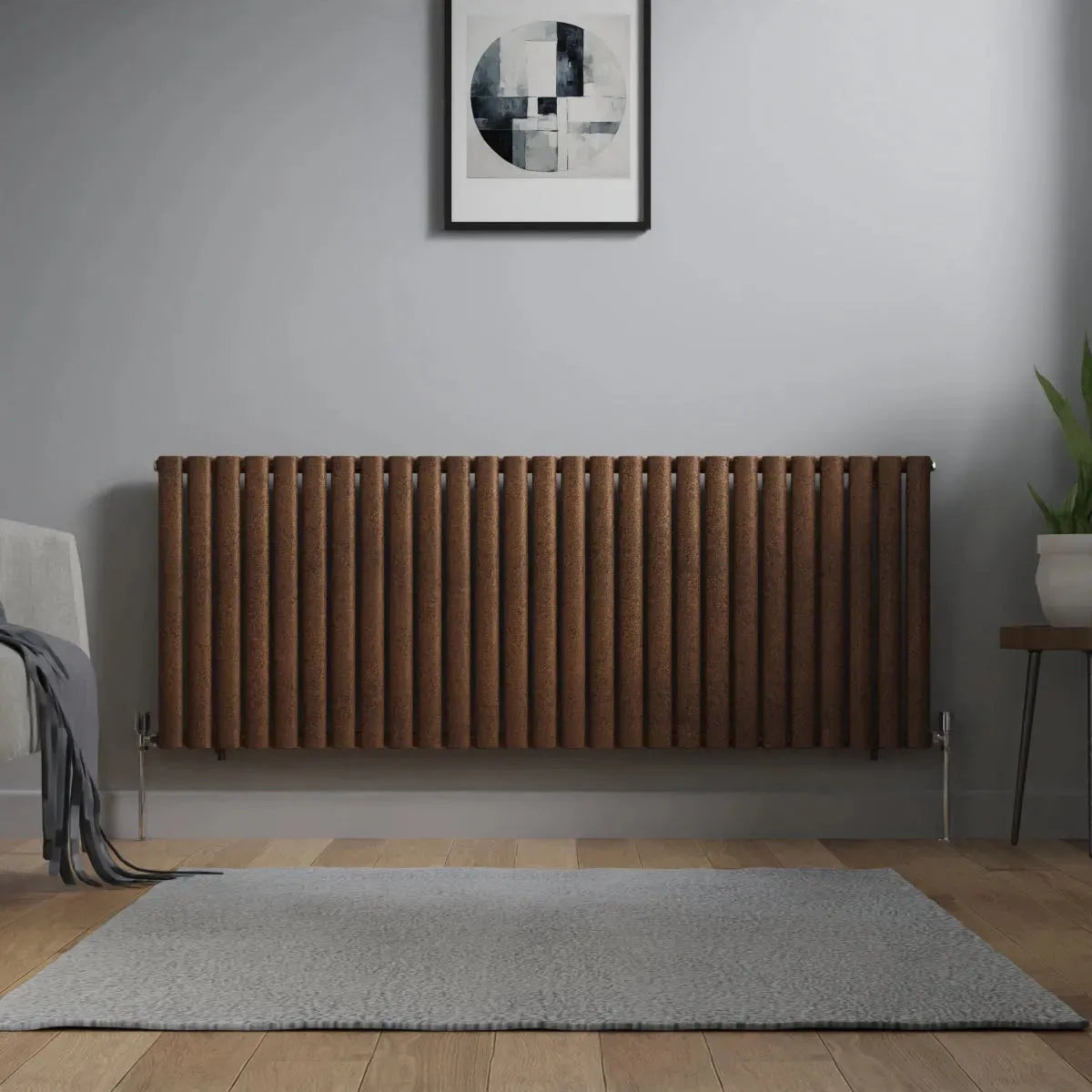 Cuneo - Modern horizontal oval tube radiator blackened copper