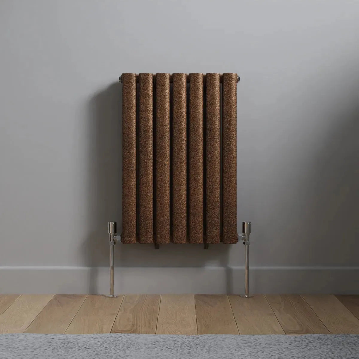 Cuneo - Modern horizontal oval tube radiator blackened copper