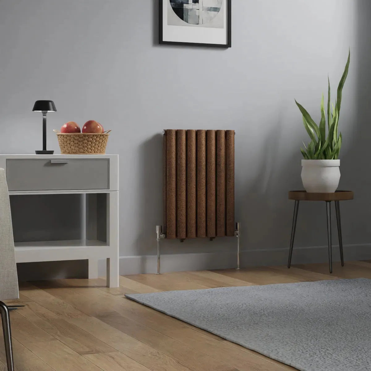 Cuneo - Modern horizontal oval tube radiator blackened copper