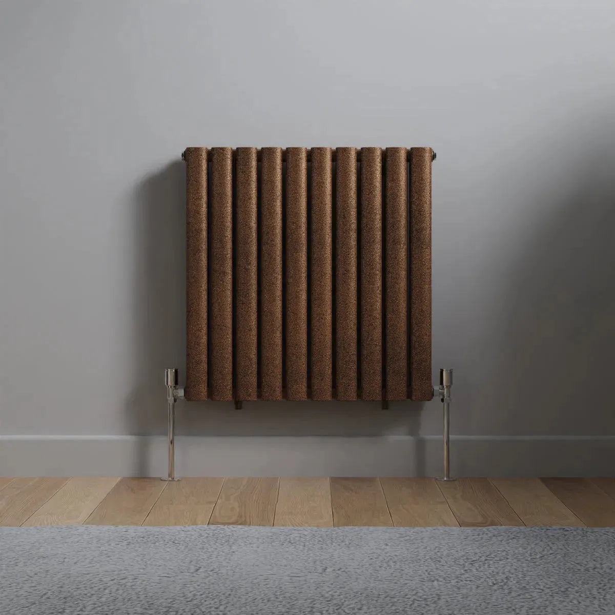 Cuneo - Modern horizontal oval tube radiator blackened copper