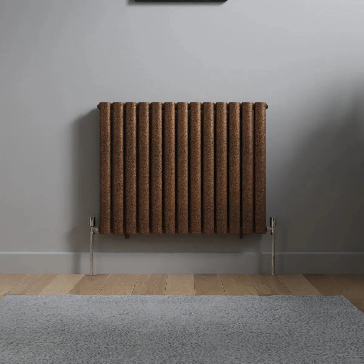 Cuneo - Modern horizontal oval tube radiator blackened copper