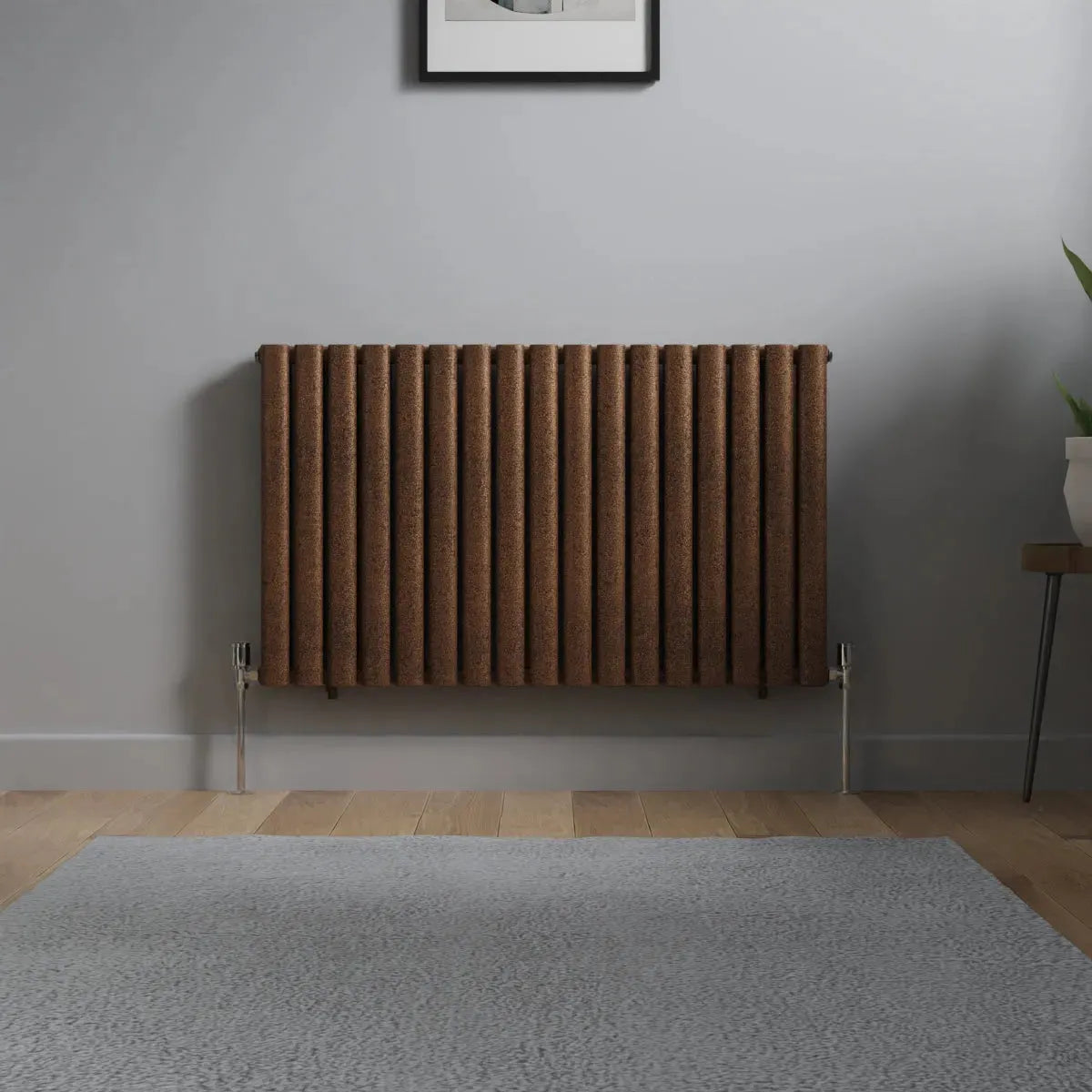 Cuneo - Modern horizontal oval tube radiator blackened copper