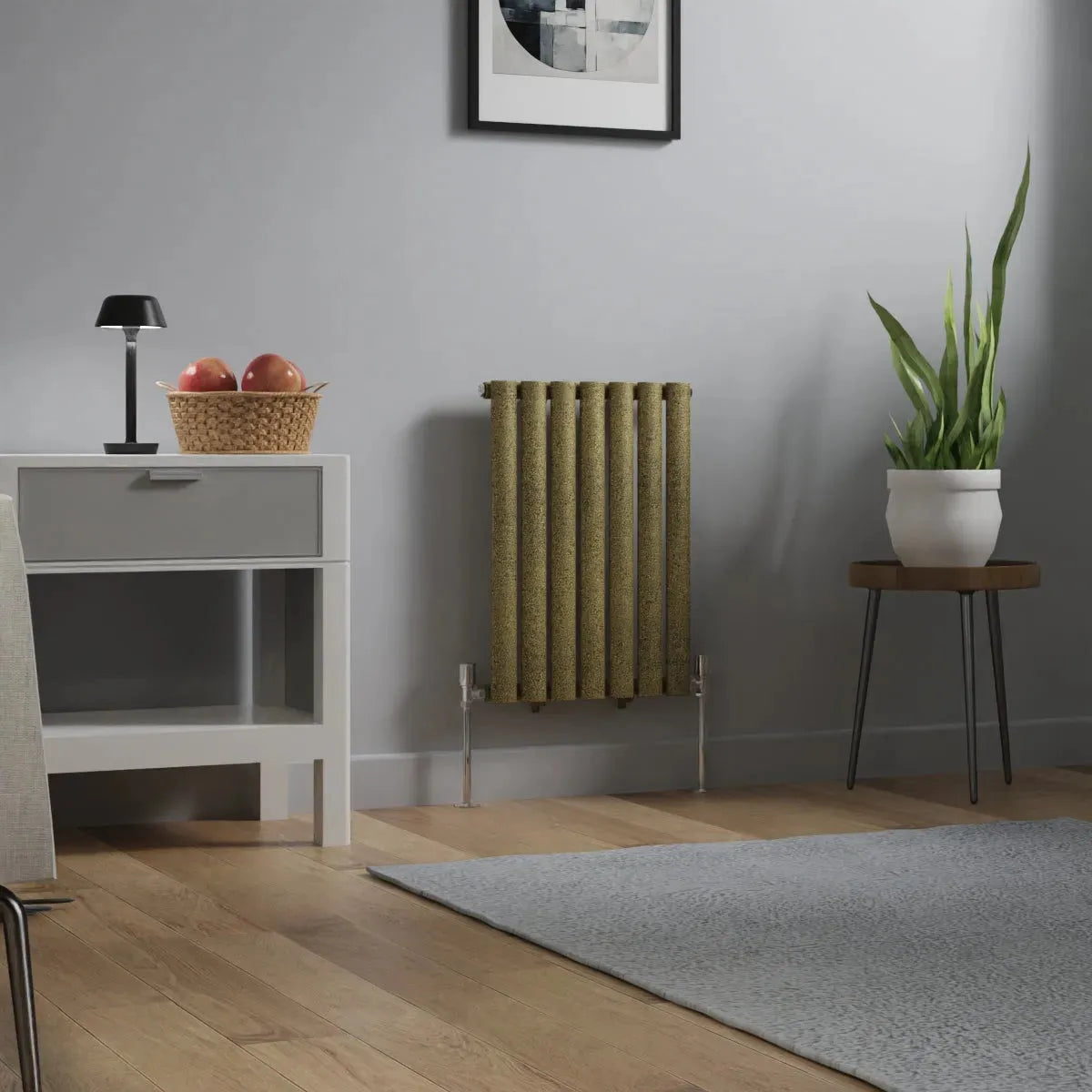 Cuneo - Modern horizontal oval tube radiator blackened gold