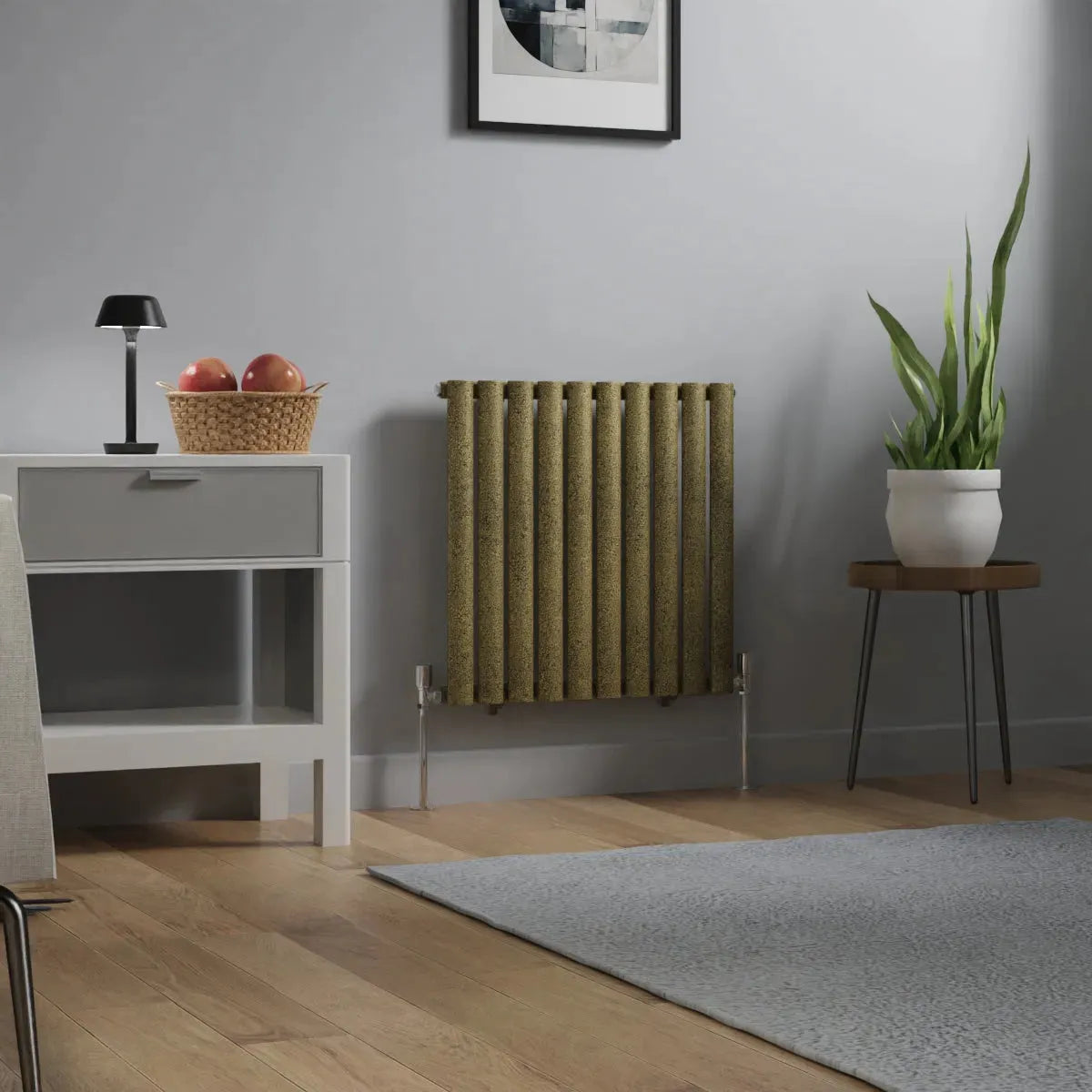 Cuneo - Modern horizontal oval tube radiator blackened gold