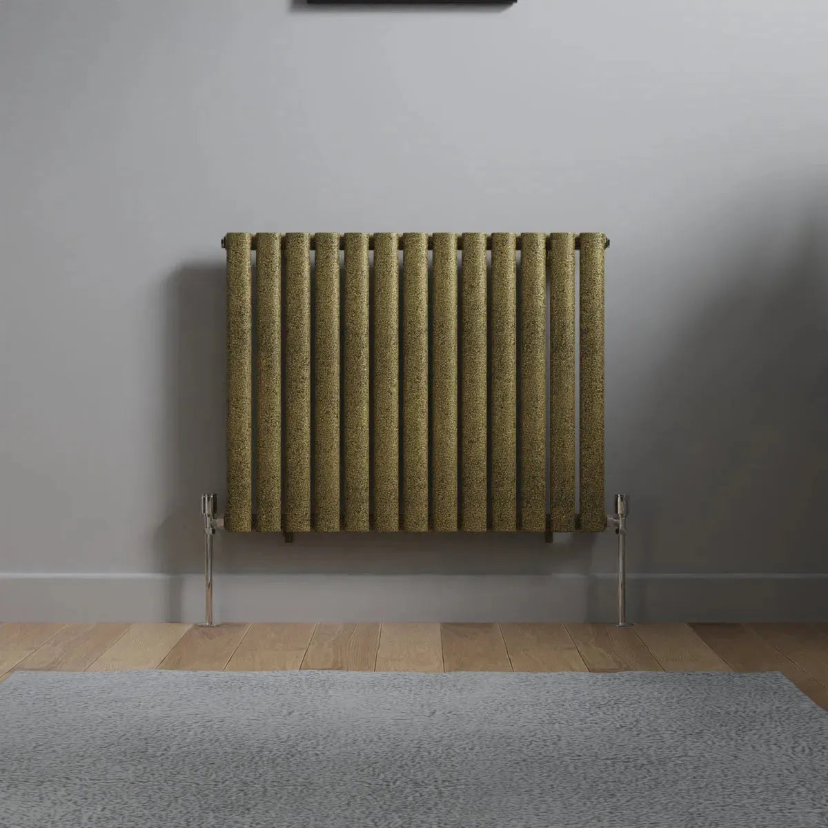 Cuneo - Modern horizontal oval tube radiator blackened gold