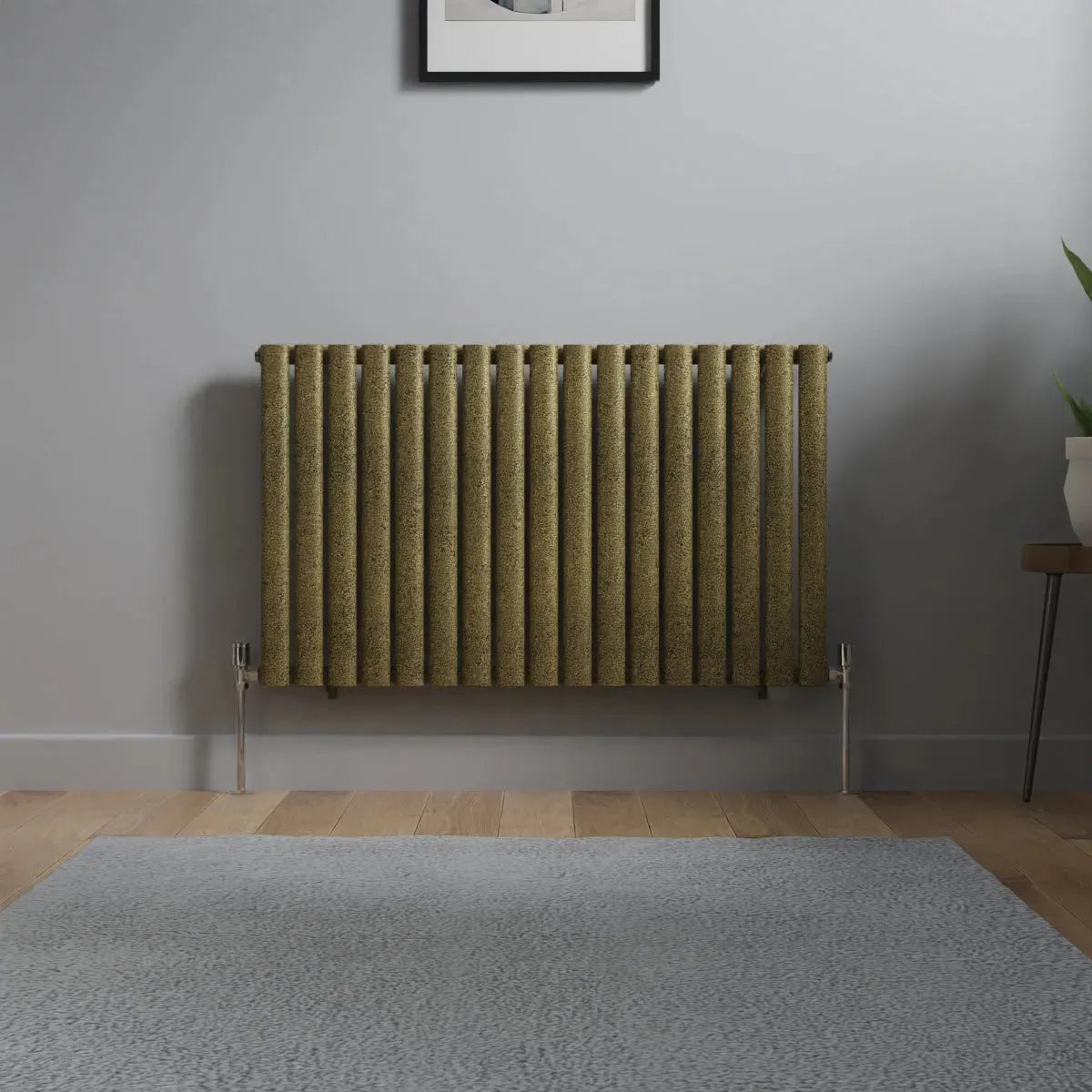 Cuneo - Modern horizontal oval tube radiator blackened gold