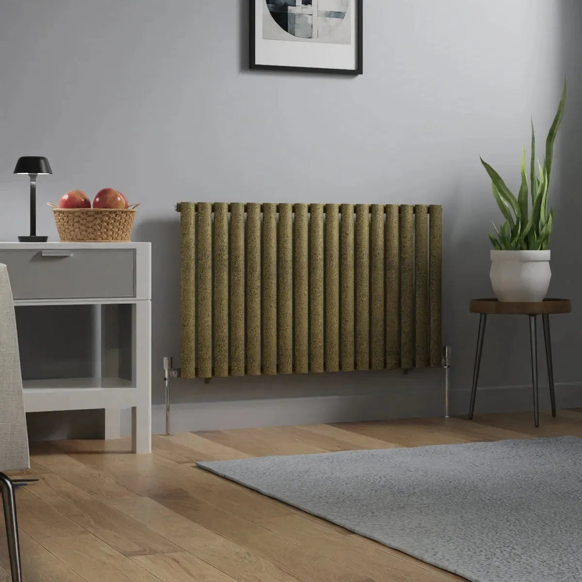 Cuneo - Modern horizontal oval tube radiator blackened gold