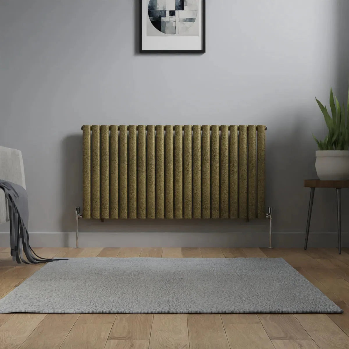 Cuneo - Modern horizontal oval tube radiator blackened gold