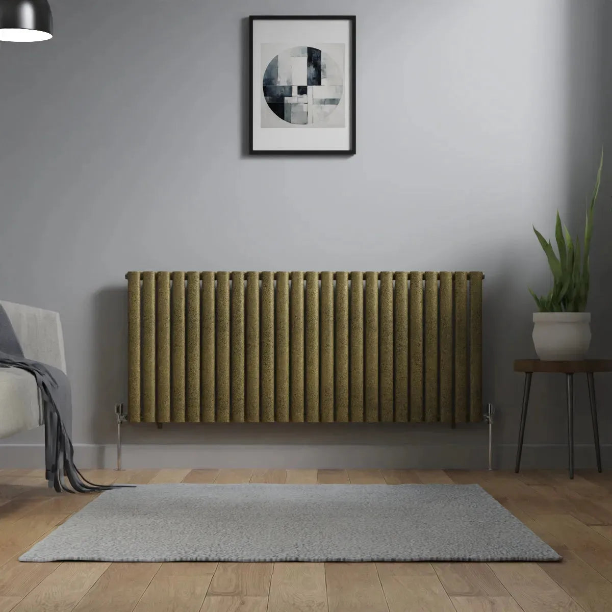 Cuneo - Modern horizontal oval tube radiator blackened gold