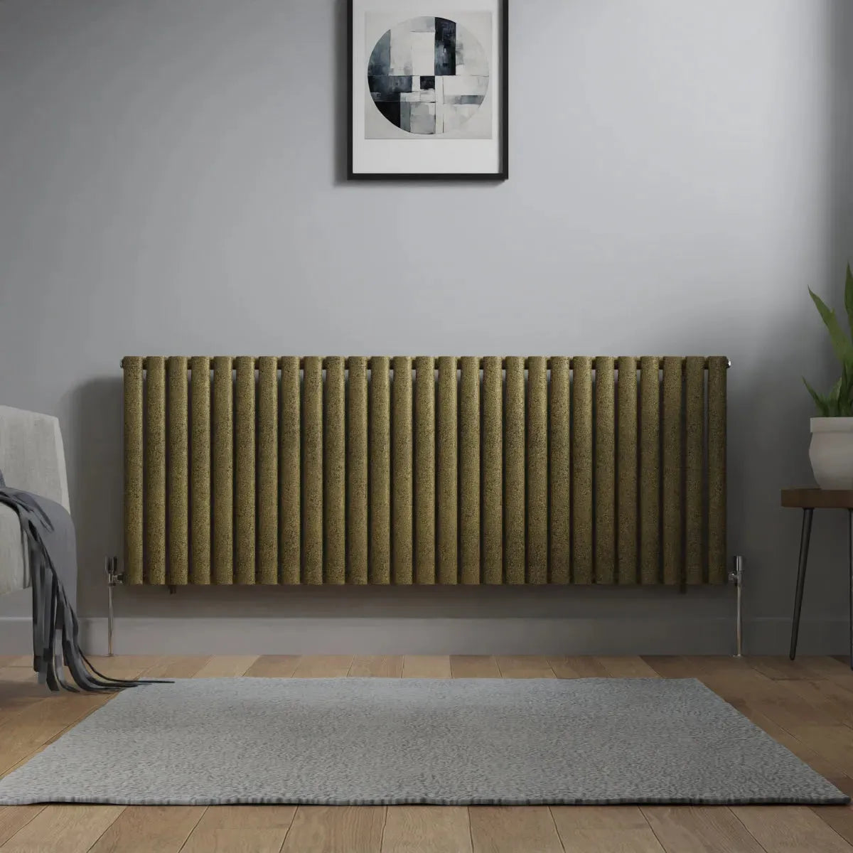 Cuneo - Modern horizontal oval tube radiator blackened gold