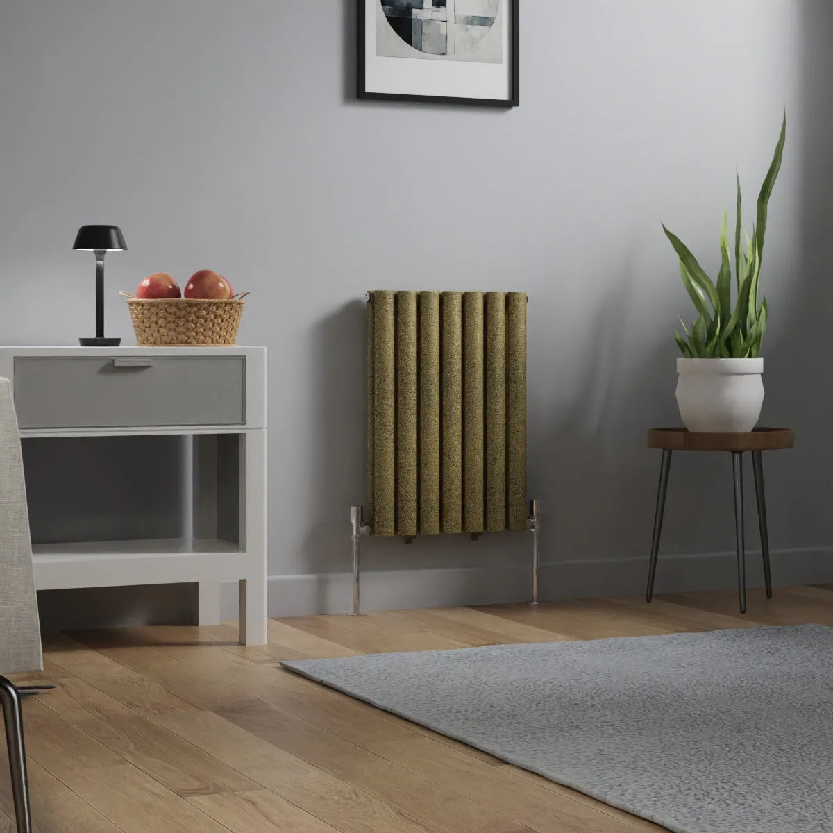 Cuneo - Modern horizontal oval tube radiator blackened gold