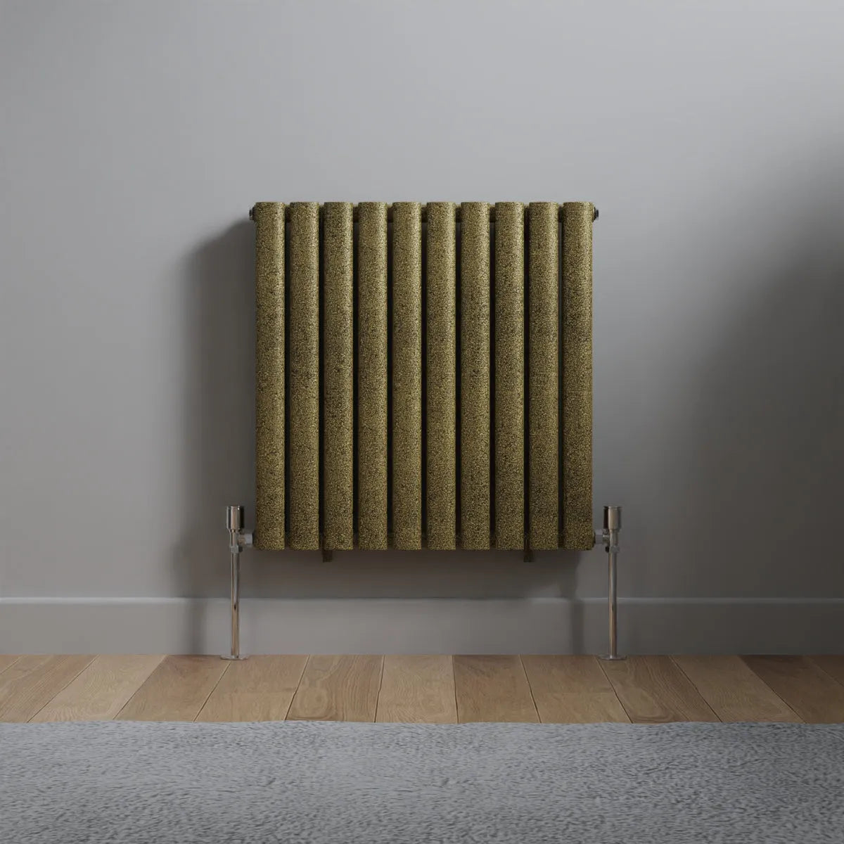 Cuneo - Modern horizontal oval tube radiator blackened gold