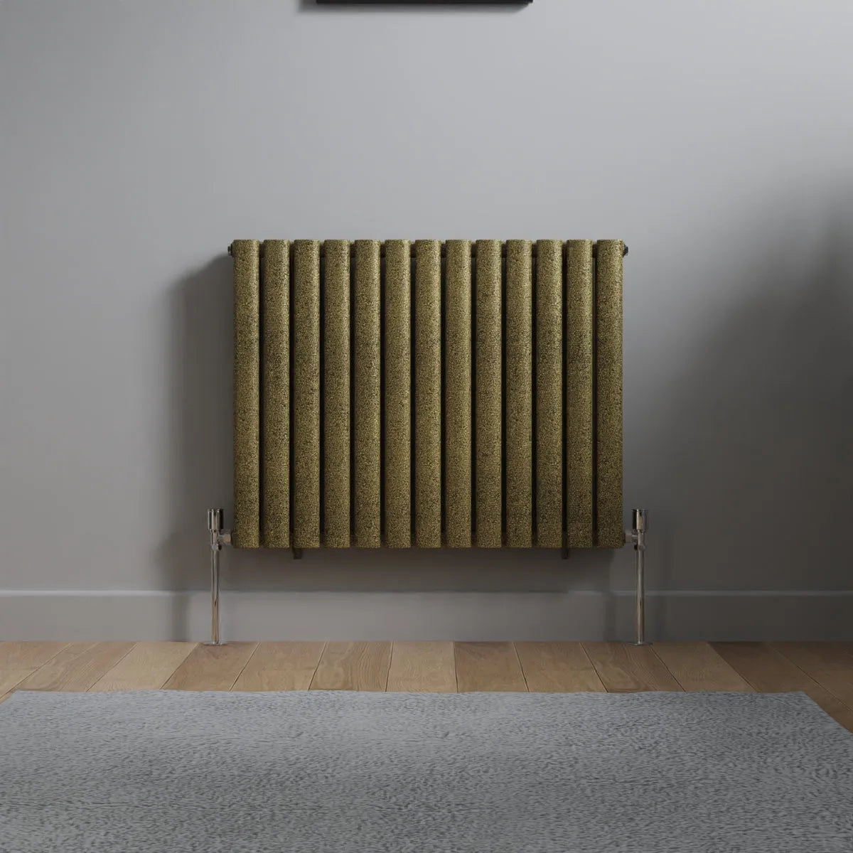 Cuneo - Modern horizontal oval tube radiator blackened gold