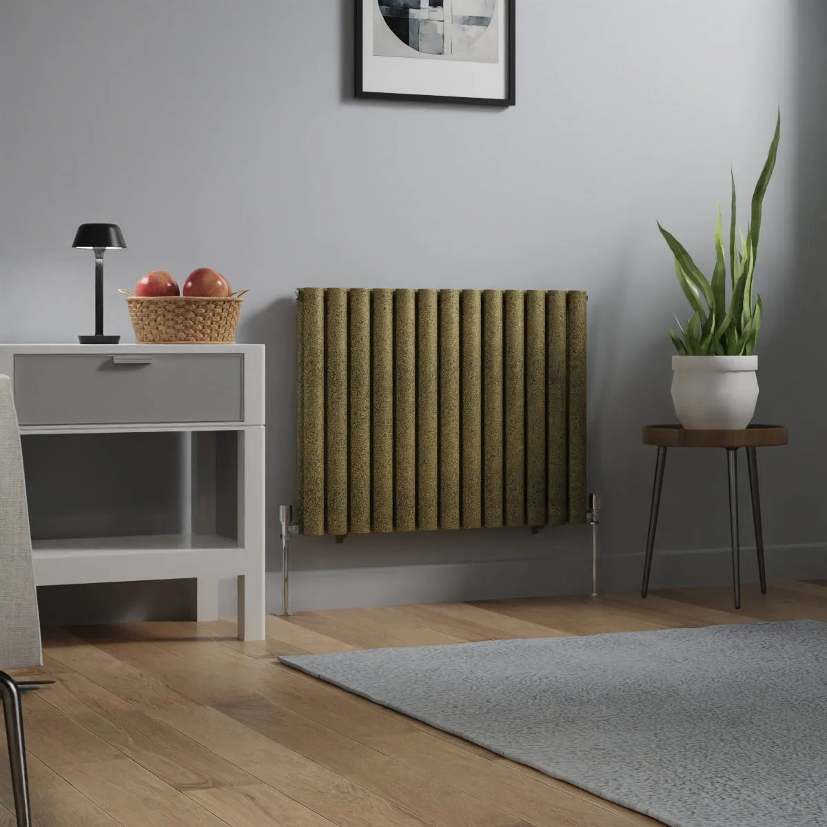 Cuneo - Modern horizontal oval tube radiator blackened gold