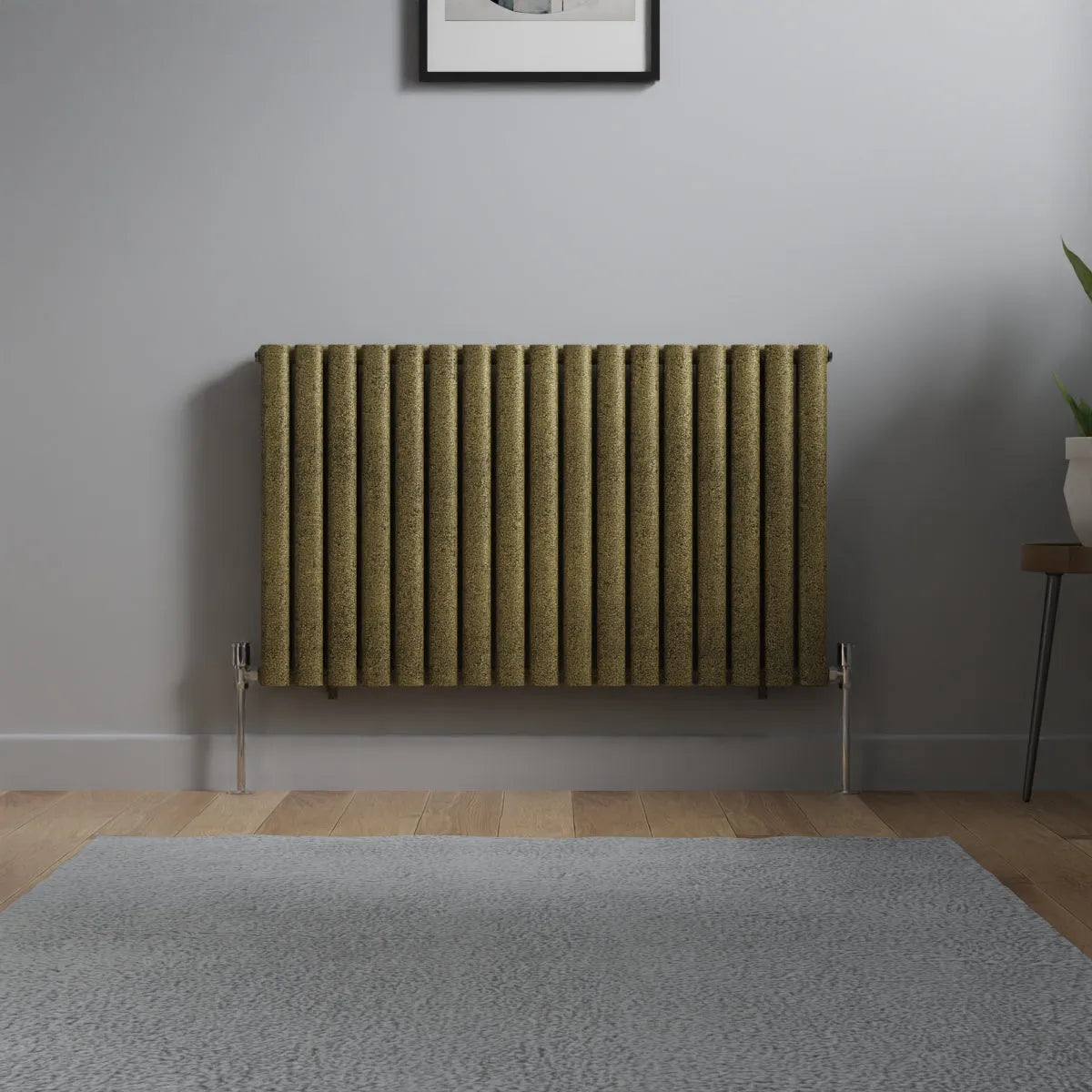 Cuneo - Modern horizontal oval tube radiator blackened gold