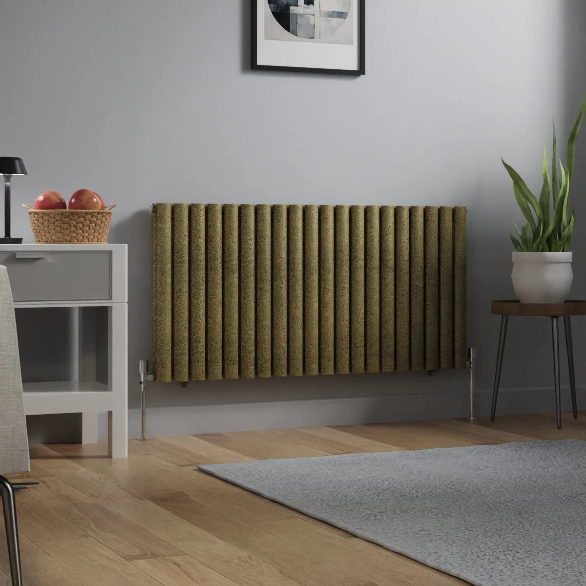 Cuneo - Modern horizontal oval tube radiator blackened gold