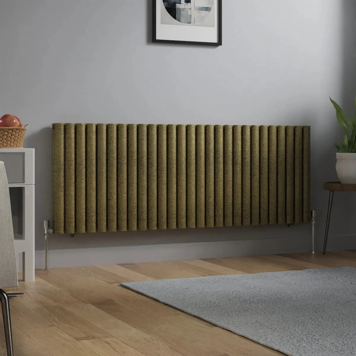 Cuneo - Modern horizontal oval tube radiator blackened gold