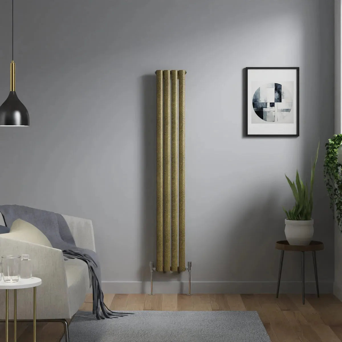 Cuneo - Modern vertical oval tube radiator blackened gold