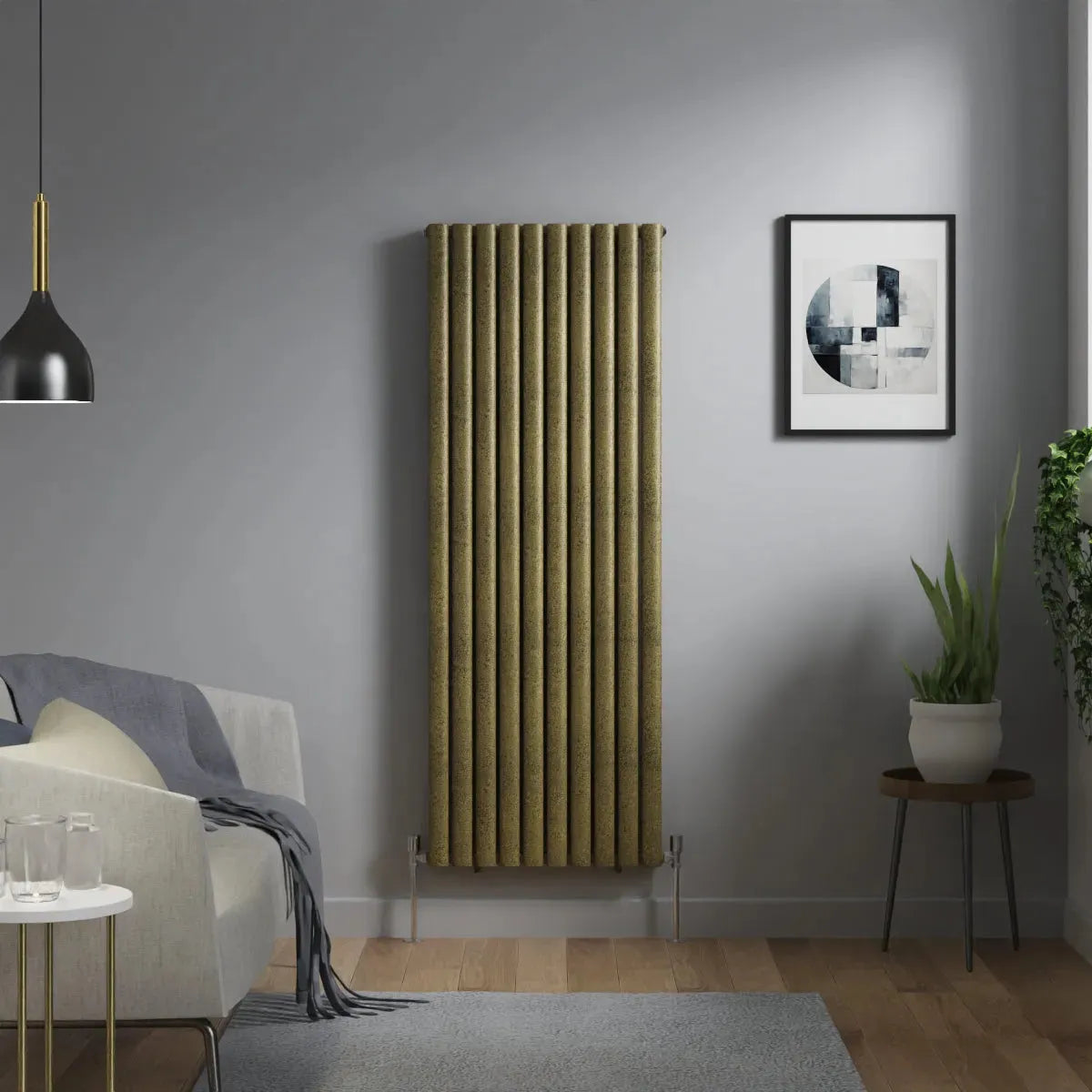 Cuneo - Modern vertical oval tube radiator blackened gold