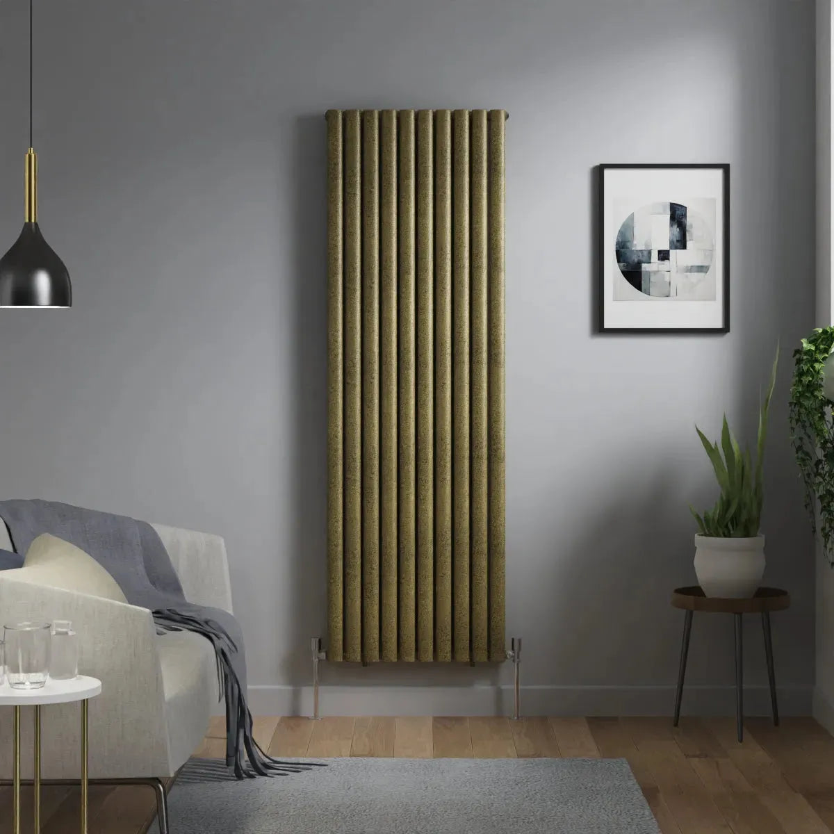 Cuneo - Modern vertical oval tube radiator blackened gold