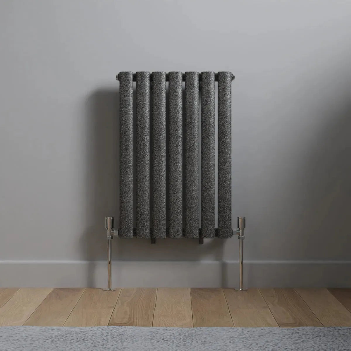 Cuneo - Modern horizontal oval tube radiator blackened silver