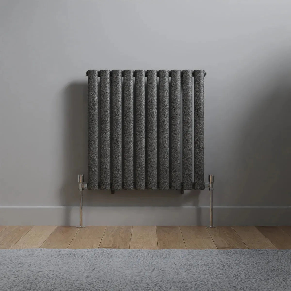 Cuneo - Modern horizontal oval tube radiator blackened silver