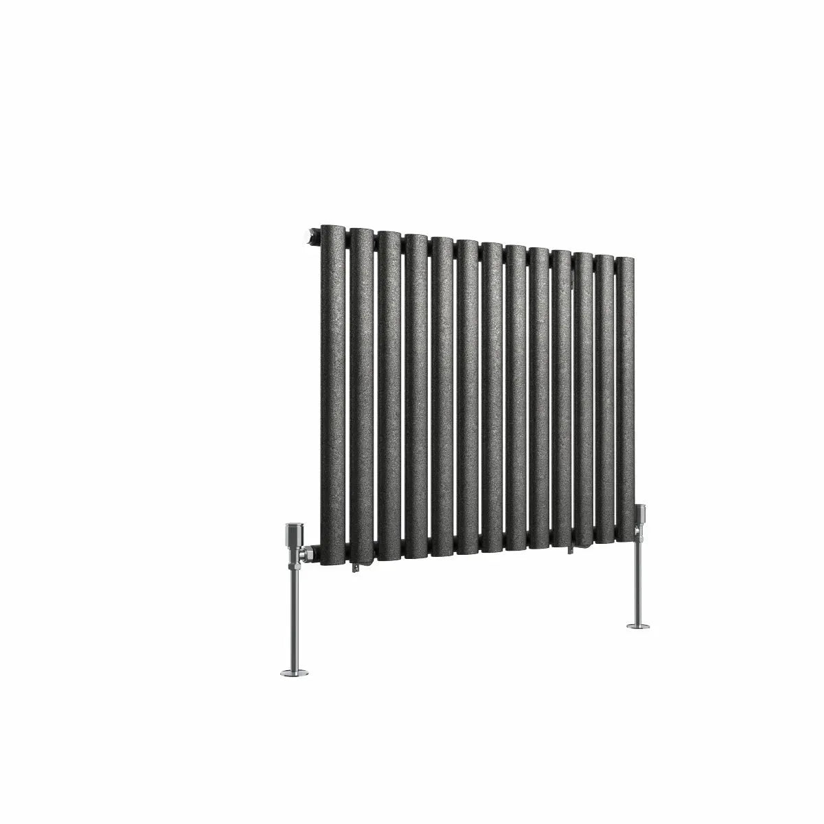 Cuneo - Modern horizontal oval tube radiator blackened silver