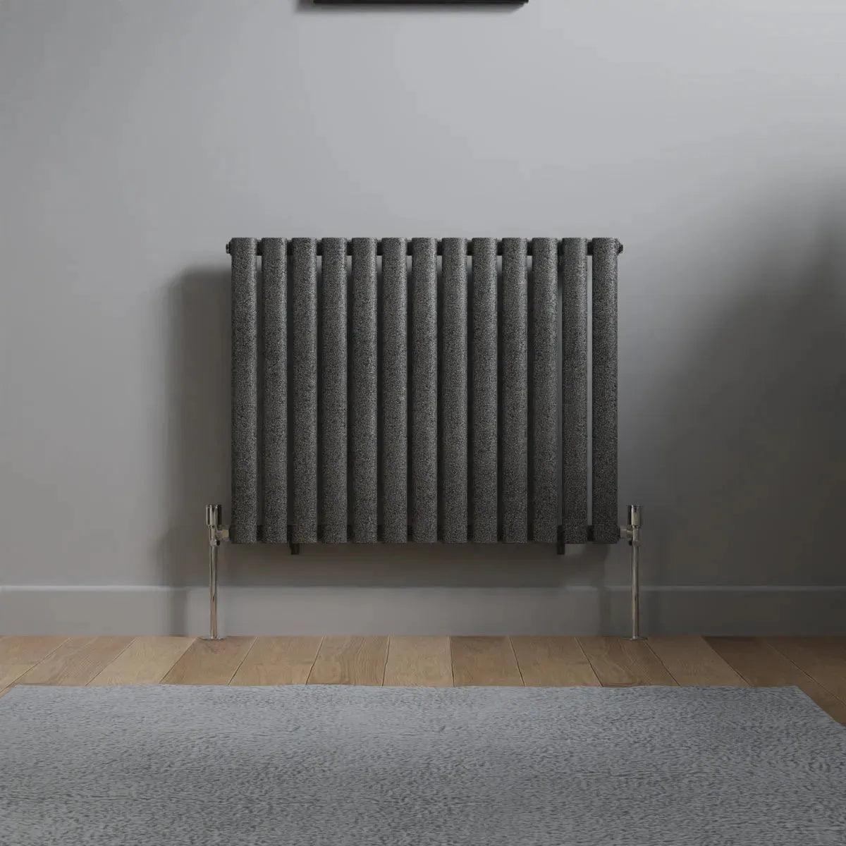 Cuneo - Modern horizontal oval tube radiator blackened silver