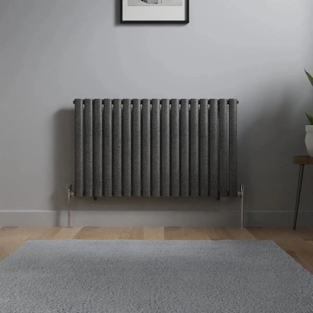 Cuneo - Modern horizontal oval tube radiator blackened silver