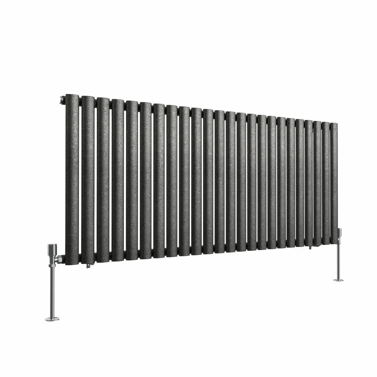 Cuneo - Modern horizontal oval tube radiator blackened silver