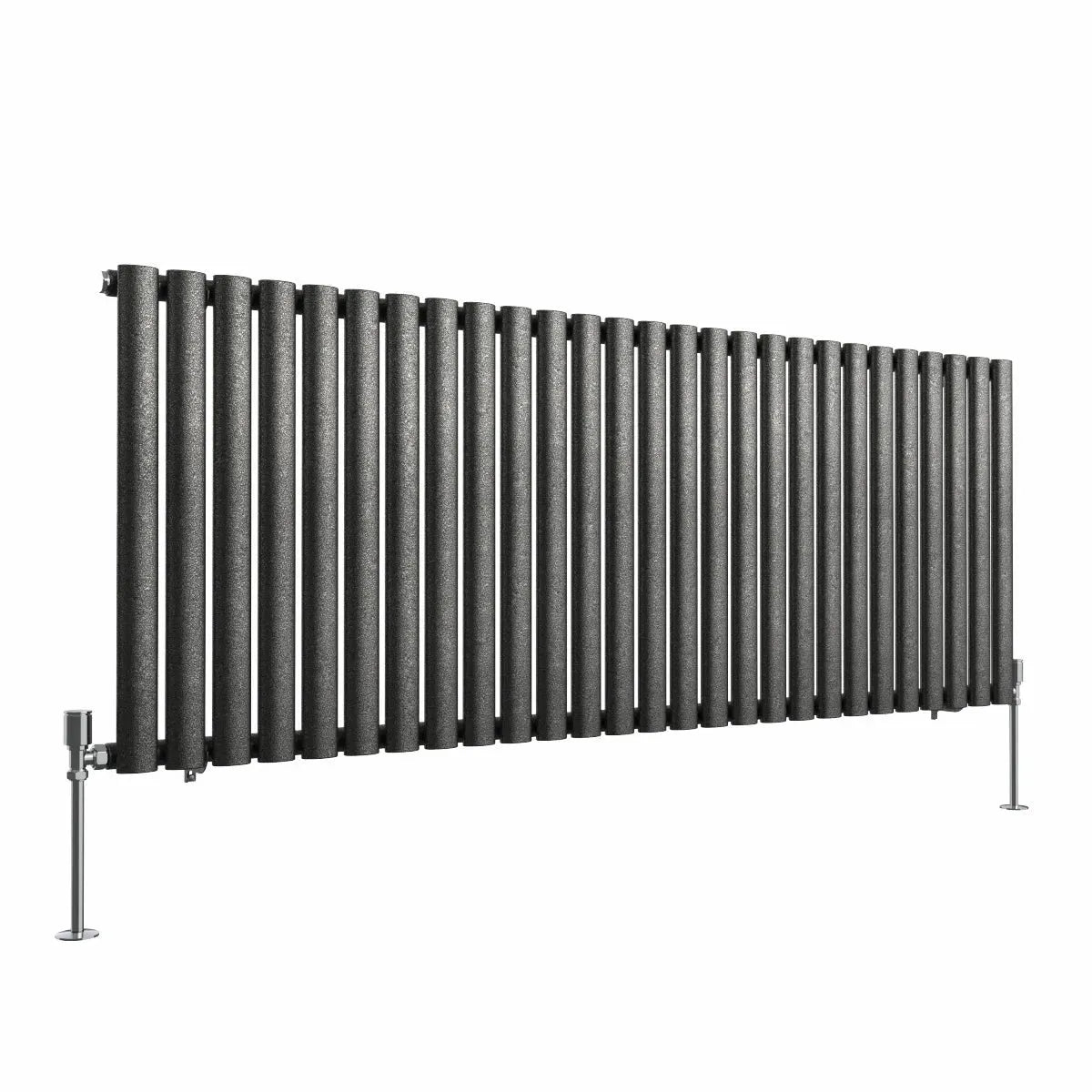 Cuneo - Modern horizontal oval tube radiator blackened silver