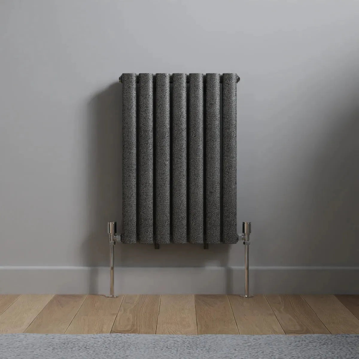 Cuneo - Modern horizontal oval tube radiator blackened silver