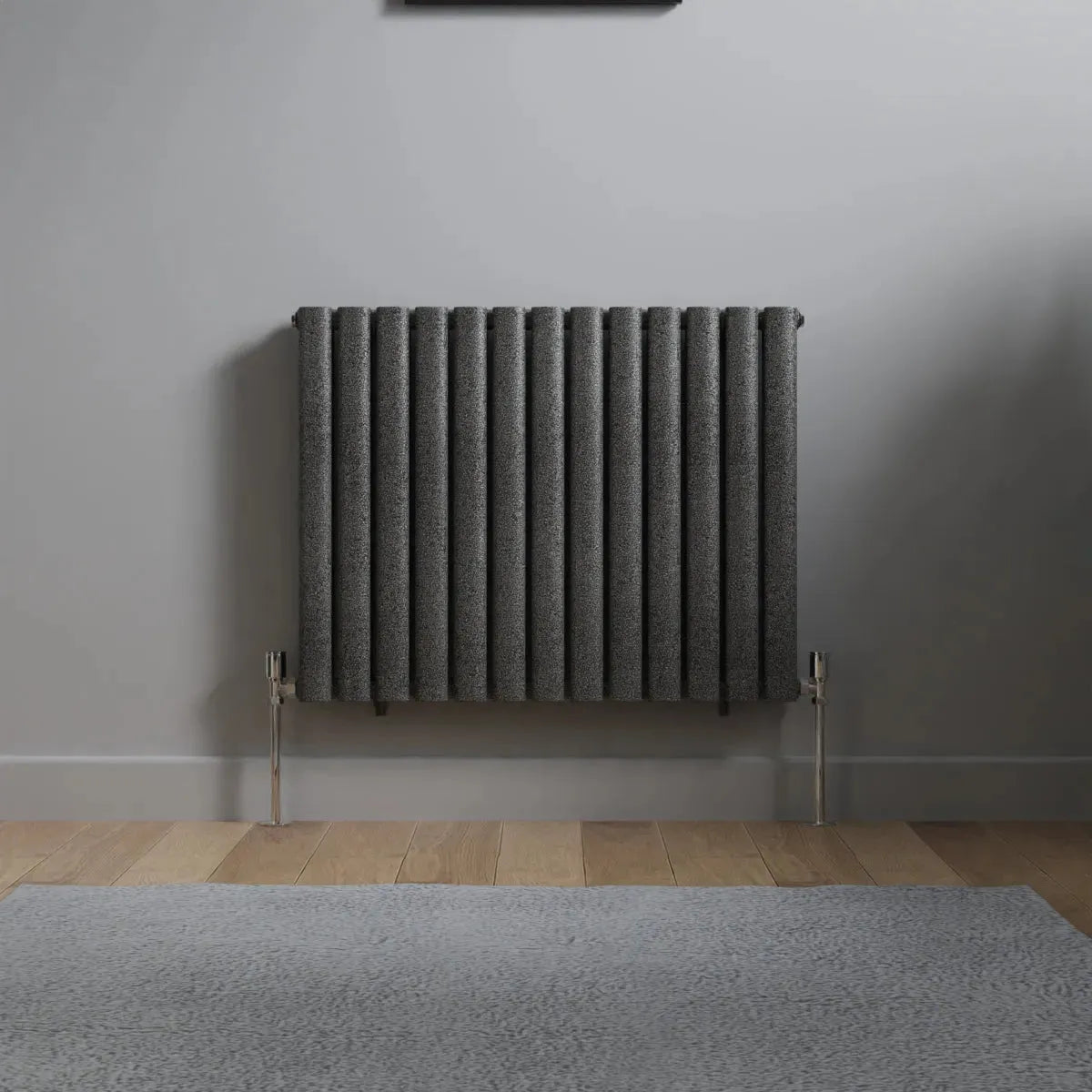 Cuneo - Modern horizontal oval tube radiator blackened silver