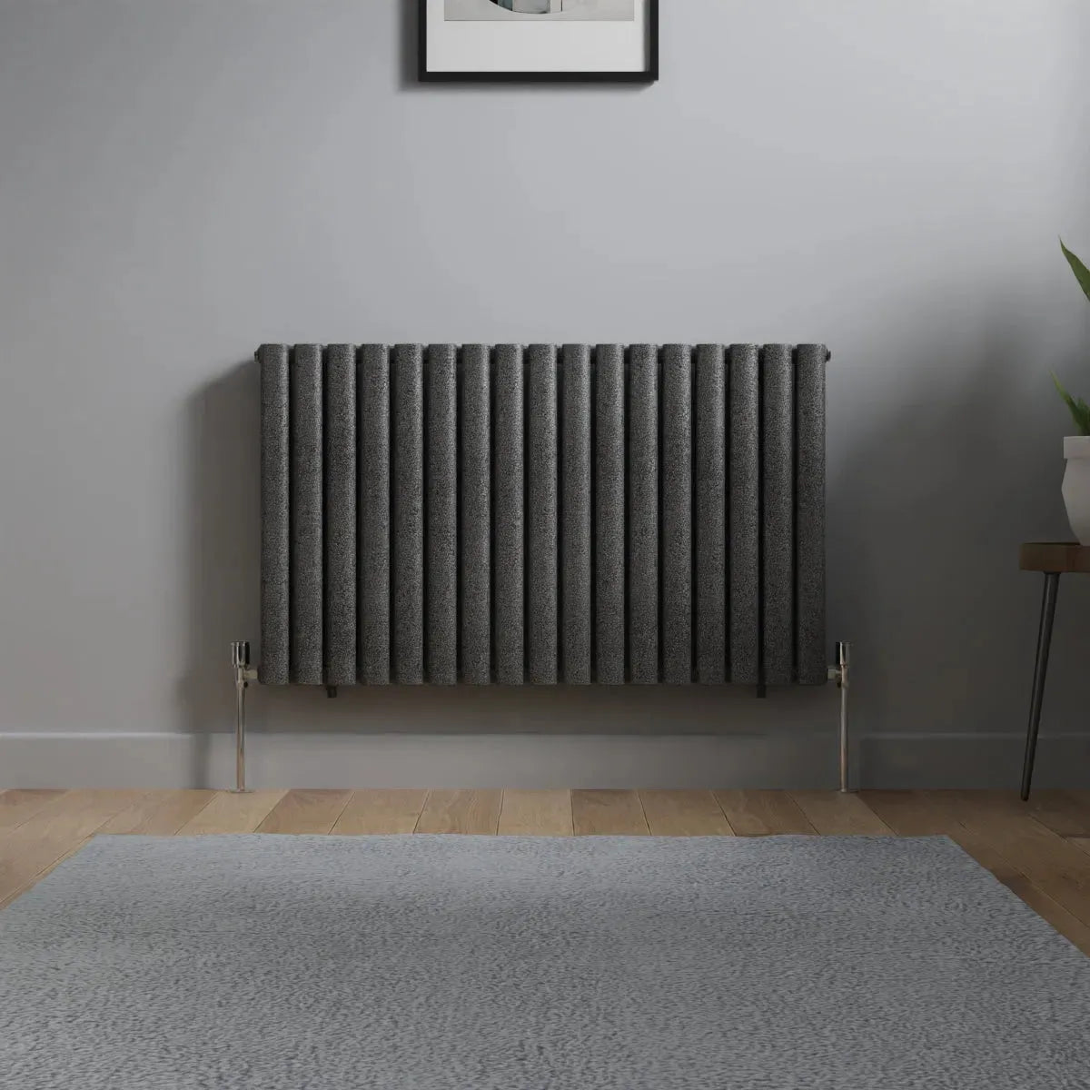 Cuneo - Modern horizontal oval tube radiator blackened silver