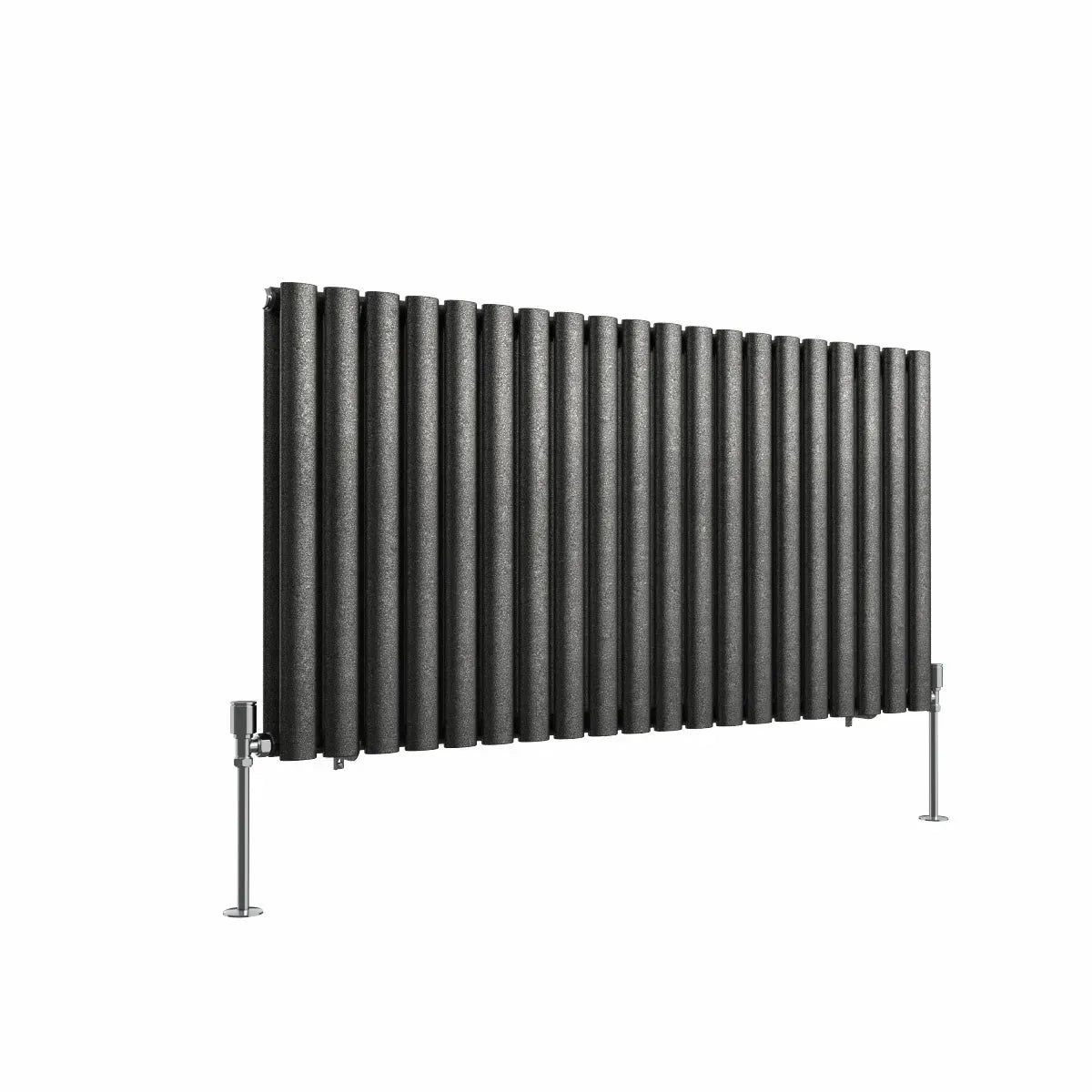 Cuneo - Modern horizontal oval tube radiator blackened silver