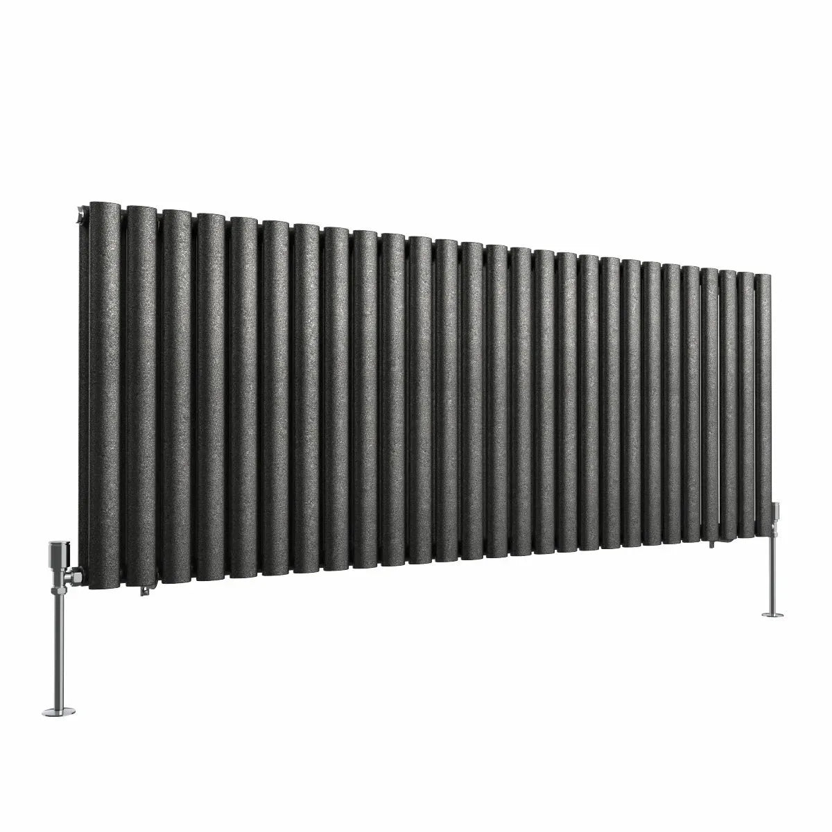 Cuneo - Modern horizontal oval tube radiator blackened silver