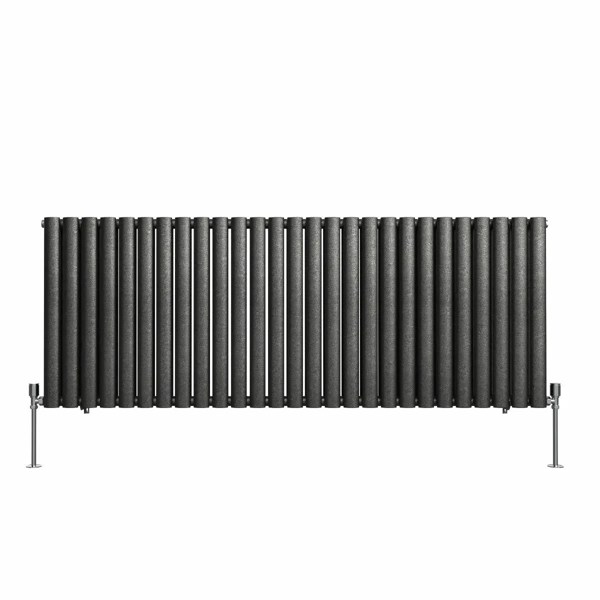 Cuneo - Modern horizontal oval tube radiator blackened silver