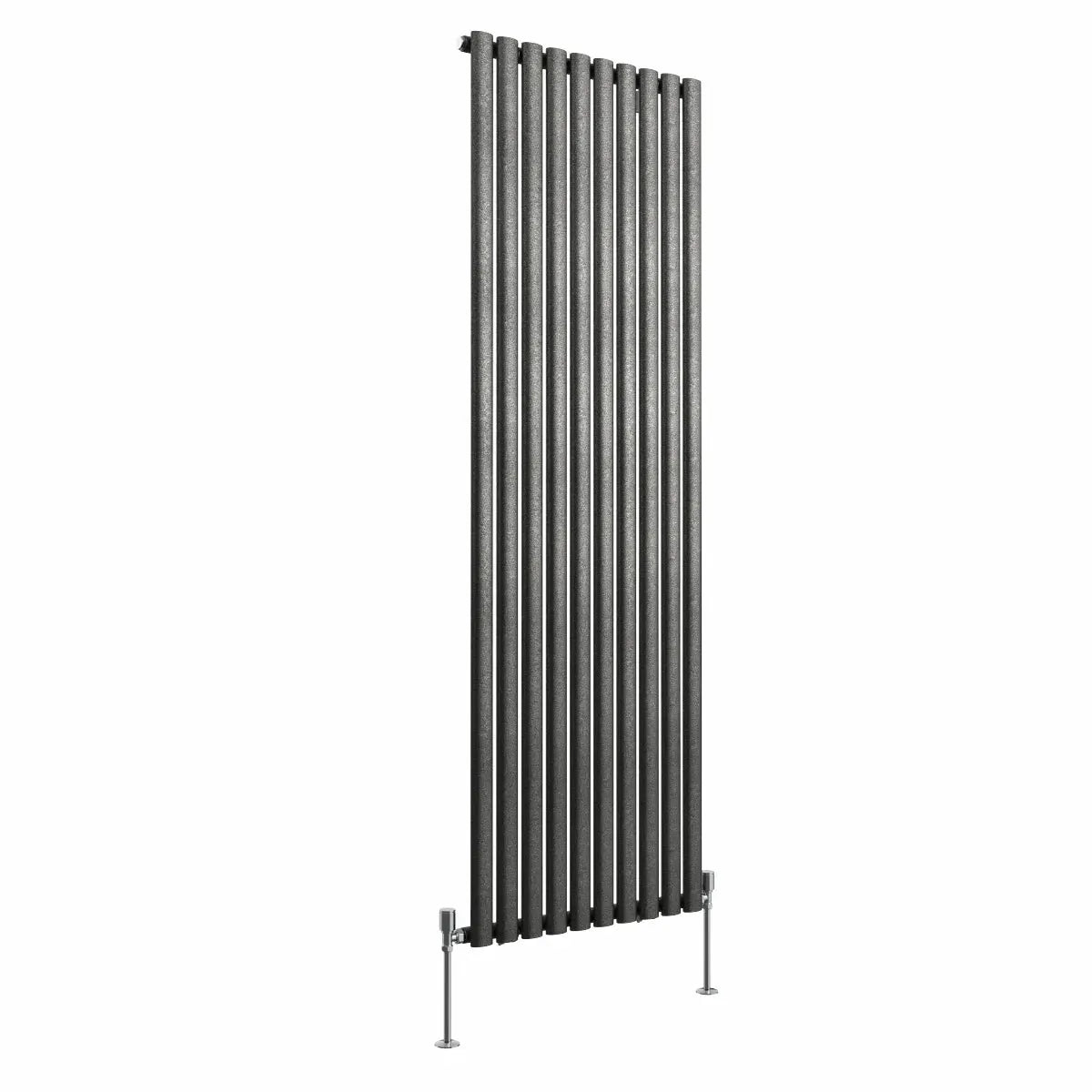 Cuneo - Modern vertical oval tube radiator blackened silver