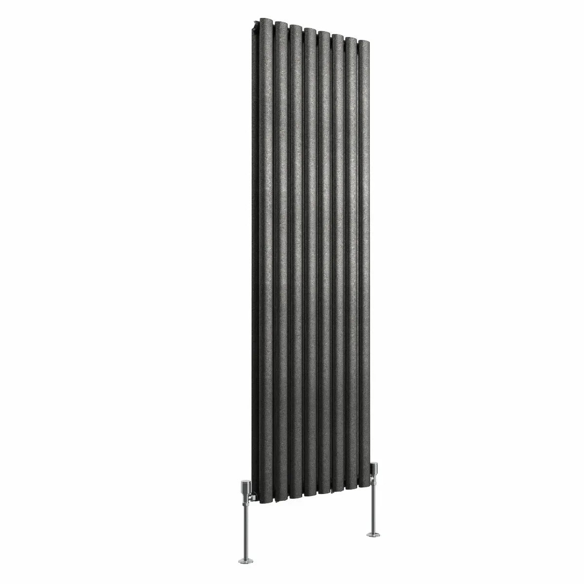 Cuneo - Modern vertical oval tube radiator blackened silver