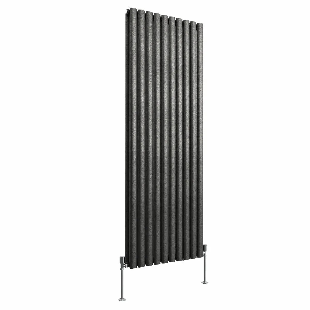 Cuneo - Modern vertical oval tube radiator blackened silver