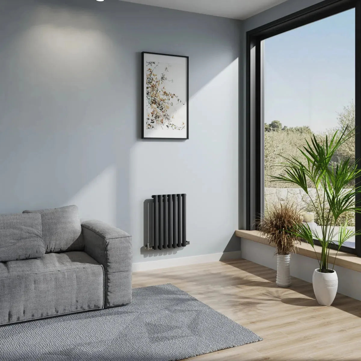 Cuneo - Modern horizontal oval tube radiator black