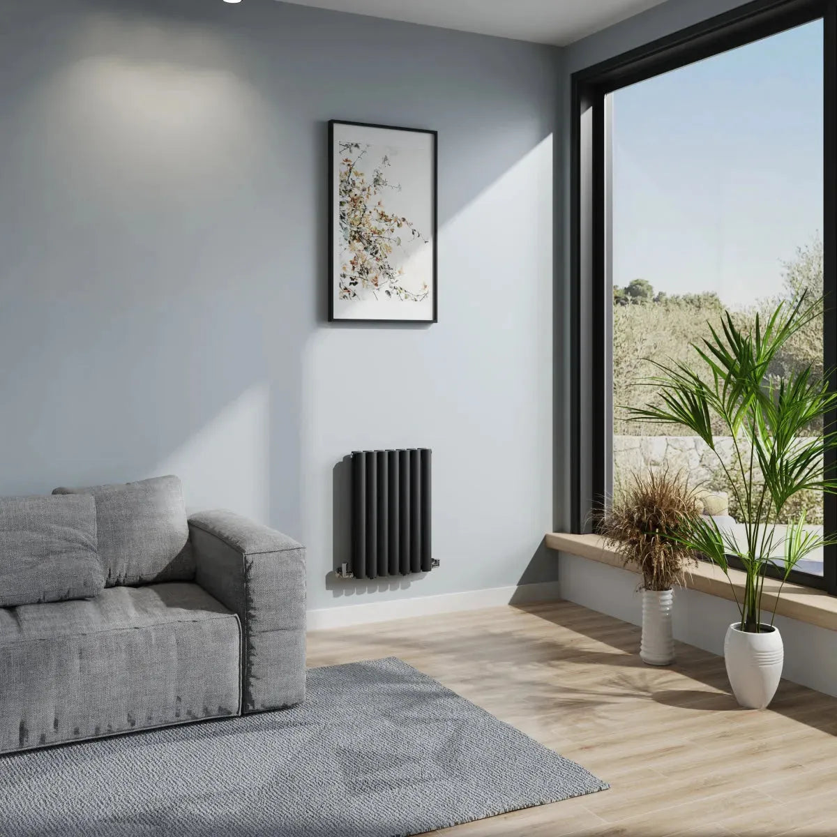 Cuneo - Modern horizontal oval tube radiator black