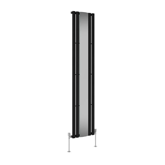 Cuneo - Modern vertical oval tube mirror radiator black