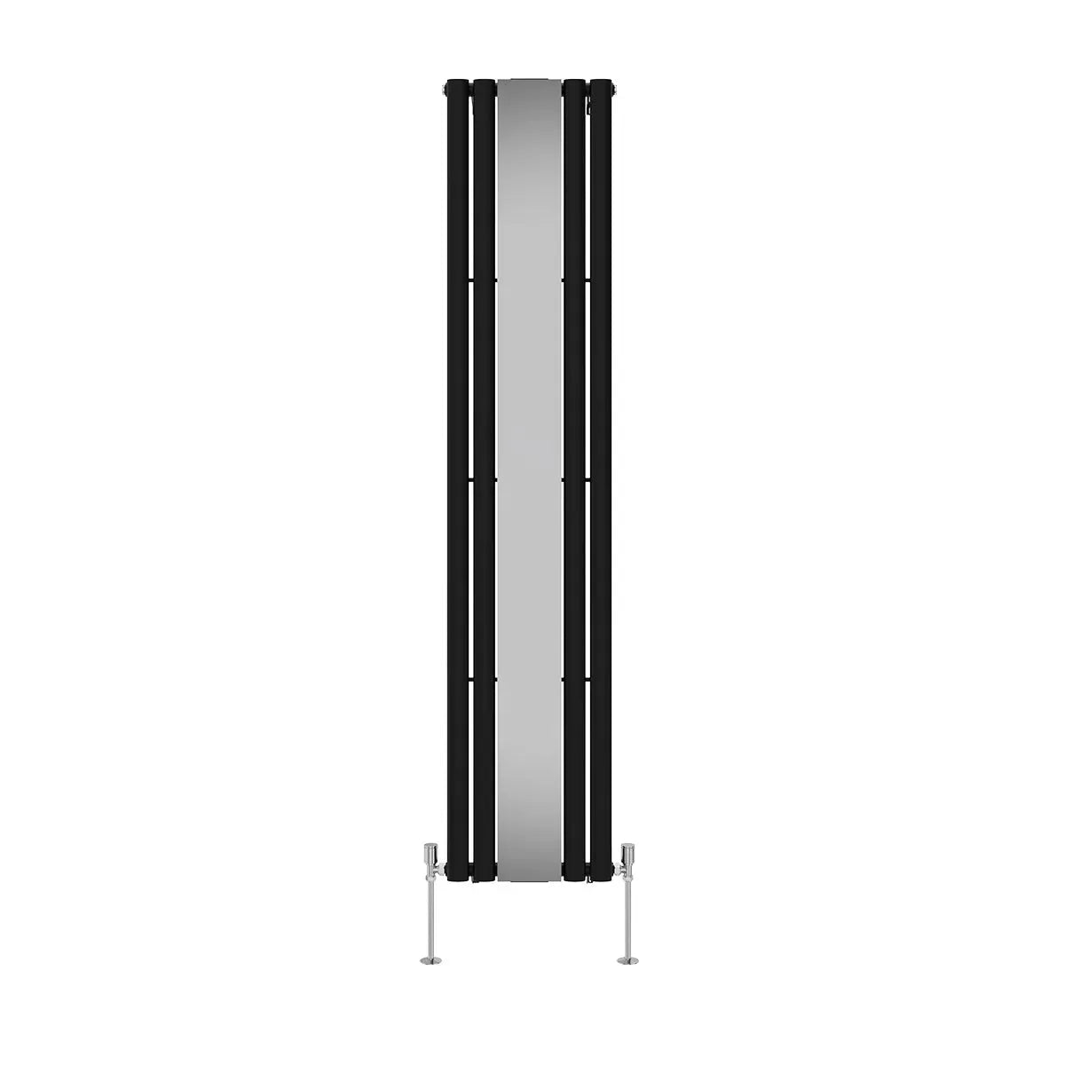 Cuneo - Modern vertical oval tube mirror radiator black